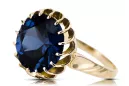 Sapphire Oro amarillo de 8 quilates Anillo Joyería vintage vrc035x-sp Art Deco Joyería rusa, estilo URSS